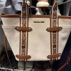 Michael Kors Tan and Cream Tote Bag
